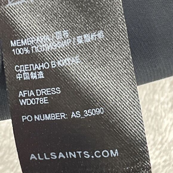 AllSaints Afia  Black Dress Size 8 Black Mini Twist Overlay Party Ready Side zip - Picture 13 of 13